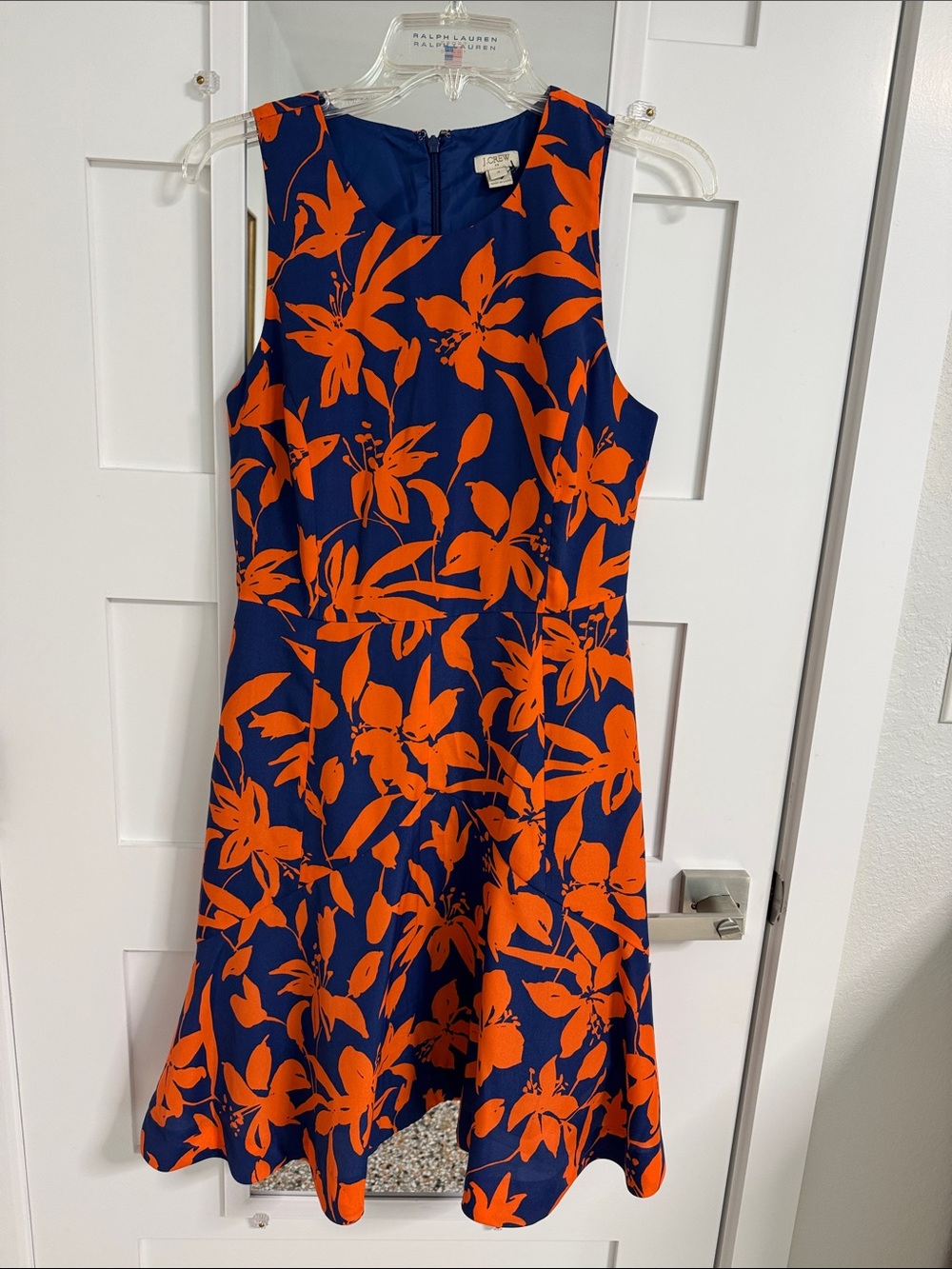 Ralph Lauren Navy Dress with Bright Orange Floral Print